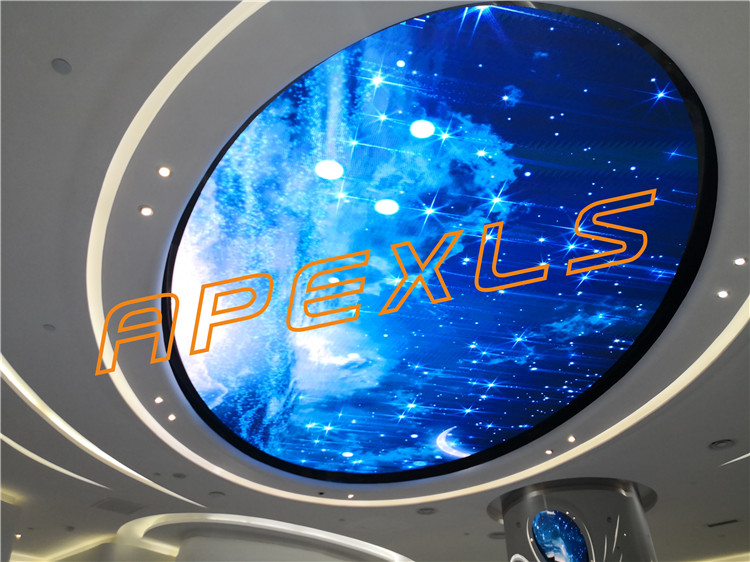 深圳發展中心大廈P3MM天花屏戶內全彩LED圓形顯示屏